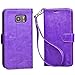 S6 Case, Arae Samsung Galaxy S6 wallet case,[Wrist Strap] Flip Folio [Kickstand Feature] PU leather wallet case with ID&Credit Card Pockets For Samsung Galaxy S6 (Purple)
