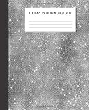 Composition Notebook: Faux Luxury Silver Metallic Glam College Ruled Notebook Lined School Journal