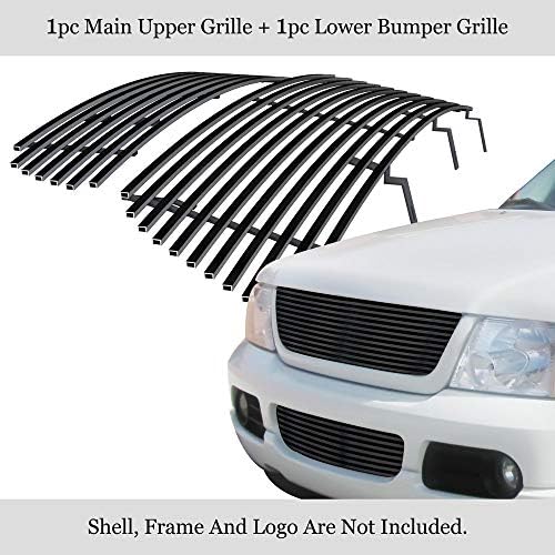Amazon Com Aps Compatible With 02 05 Ford Explorer Black Billet Grille Combo F879h Automotive