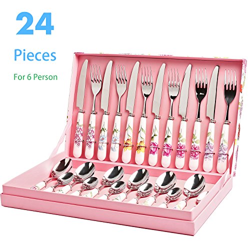 Flatware set, hobo stainless steel flatware set, 24 pie…
