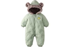 JiAmy Baby Snowsuit Newbron Hooded Winter Outfit Clothes Infant Warm Bear Onesie Zipper Coat Jumpsuit Romper