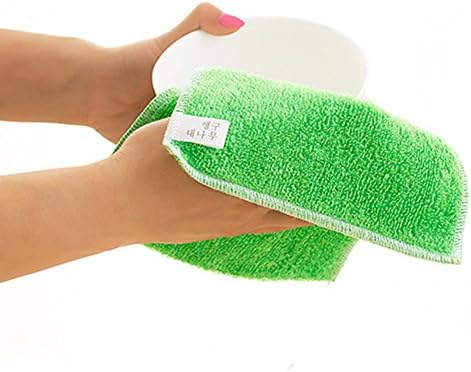AOTUO Double Solid Color Bamboo Fiber Microfiber Dish Cloths Cleaning Cloth Microfibre Cleaning Cloths Dishcloths for Household Car Size 23 * 18cm (Green)