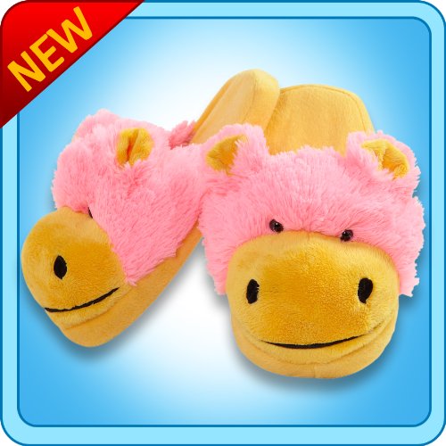 My Pillow Pets Neonz - Hippo Slippers (Yellow & Pink) - Small