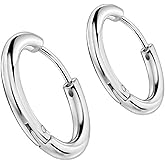 CABBE KALLO 316 Stainless Steel Huggie Hoop Earrings, 10mm/12mm, Hypoallergenic, Lightweight