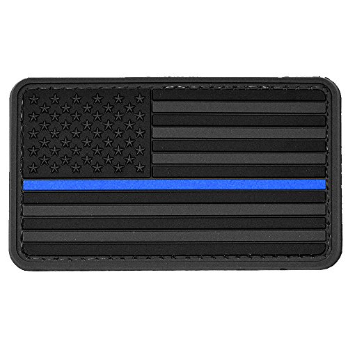 LIVABIT PVC Rubber 3D Morale Patch MP-51 Tactical Airsoft Paintball Black USA Flag Thin Blue Line Police