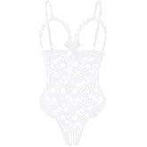 Avidlove One Piece Lingerie Sexy Teddy Ruffle V Neck Bodysuit Lace Nightie