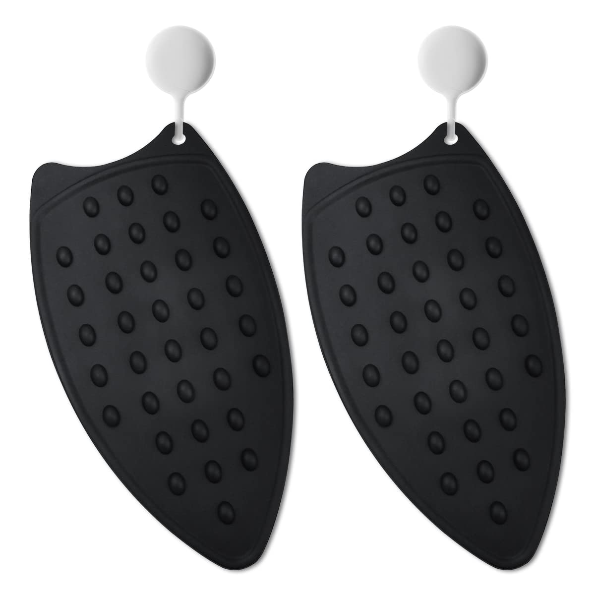 yuntop 2 Pcs Silicone Iron Rest Pads Multipurpose Iron Hot Resistant Mat Protective Pads for Ironing Board, Flat Irons, Curling Irons (Black)