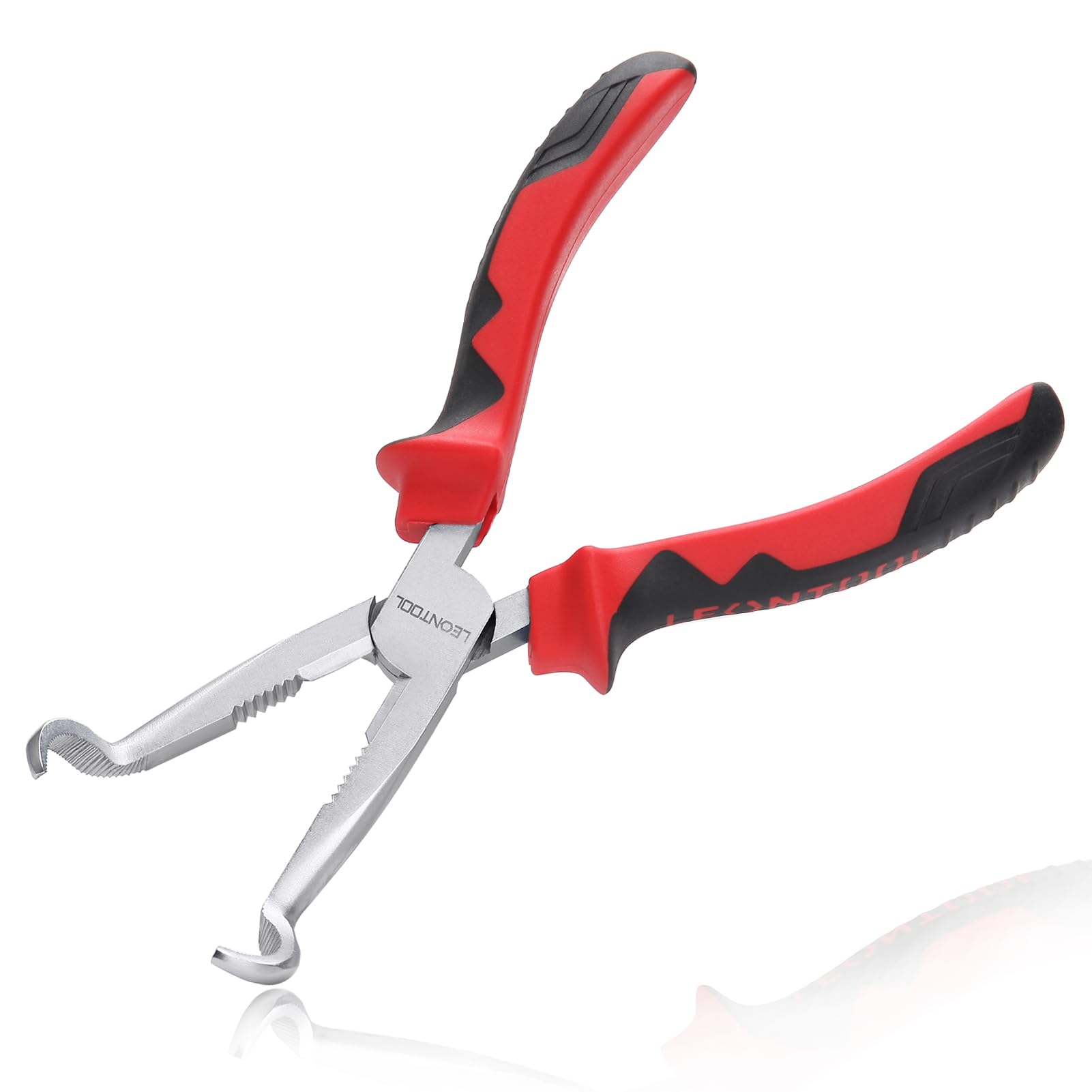 LEONTOOL Hose Grip Pliers 8" Offset Spark Plug Boot Removal Plier 3/5-Inch Diameter with Wire Cutter, Spark Plug Wire Puller with Serrated Jaws for Easy Removal and Installation