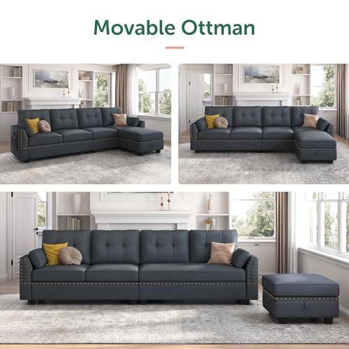HONBAY Convertible Sectional Sofa L Shaped Couch Reversible Sectional