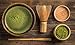 KAISHANE Matcha Whisk Set Bamboo Matcha Tea Set of 4 Including 100 Prong Matcha Whisk (Chasen), Traditional Scoop (Chashaku), Tea Spoon， Matcha Whisk Holder Blue Color