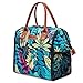 LOKASS Lunch Bag Cooler Bag Women Tote Bag Insulated Lunch Box Water-resistant Thermal Lunch Bag Soft Liner Lunch Bags with Wide-open (Blue Leaf)