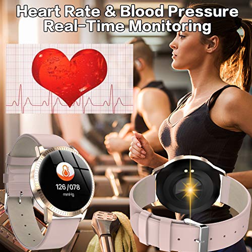 TURNMEON-Women-Hybrid-Smart-Watch-Waterproof-Fitness-Tracker-Color-Touchscreen-Fashion-Smartwatch-with-Heart-Rate-Monitor-Blood-Pressure-Monitor-Sleep-Female-Menstrual-Record-Pedometer