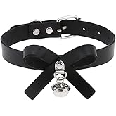 SNOLLOWYY Heart Leather Choker Punk PU Necklace Goth Choker Soft Collar Chain for Women Gifts (2 Black)