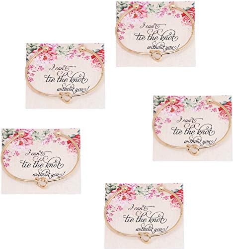 Vesungimey Love Knot Bracelet Bangle I Can't Tie The Knot Without You Bridesmaid Cards Bridesmaid Cuff Bracelet for Women - Silver,Gold,Rose Gold,Set of 1,4,5,6,8,10