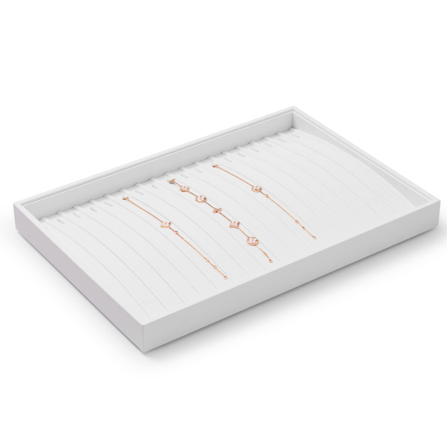 Oirlv PU Leather Jewellery Tray Stackable Jewellery Storage Tray Jewellery Trays for Necklace Pendant Long chains Display and Organiser