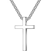 Ursteel 925 Sterling Silver Cross Pendant for Men - Stainless Steel Chain Cross Jewelry 16-24 Inches