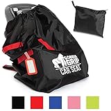 Gorilla Grip Car Seat Bag Backpack with Pouch, Free Luggage Tag, Universal Size Airplane Travel Bags Fits Most Carseats, Adjustable Padded Straps, Gate Check, Airport Flying with Baby, Easy Carry