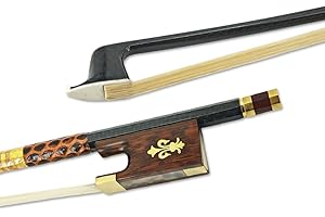 Vetimobato Braided Carbon Fiber Violin Bow 4/4 Full Size - Professional Mongolian Horsehair Violin Bow for Student & Adults - Durable & Lightweight Straight Model Violin Accessories(White Bow Hair)