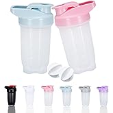GAISHION Shaker Bottle Protein Shakes Cup and 10-Ounce/300ML Shaker-Bottle with Whisk Balls, Protein Shaker- Bottles Set,Non-BPA plastic (Blue+Pink(2PCS))