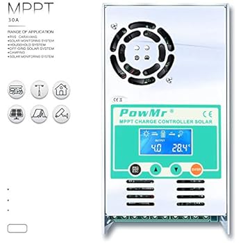 PowMr MPPT Charge Controller 60 amp 48V 36V 24V 12V Auto - Max 190VDC Input LCD Backlight Solar Charge for Vented Sealed Gel NiCd Lithium Battery【Software Update Version】(MPPT-60A)