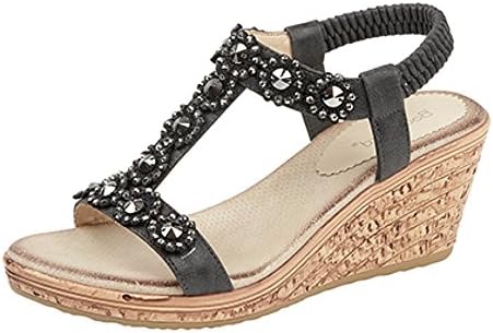 Boulevard Ladies/Womens Elasticated Flower Trim Halter Back Sandal