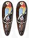 SET OF 2 AFRICAN HAND CARVED WOODEN TRIBAL MASK WITH PARROTS WALL DECOR