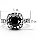 Marimor Jewelry 3 Carat Round Cut Black Cubic Zirconia Stainless Steel Halo Engagement Ring Size 7