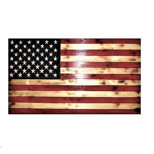Amazon Com Rustic American Flag Wooden Carved Medium Size For