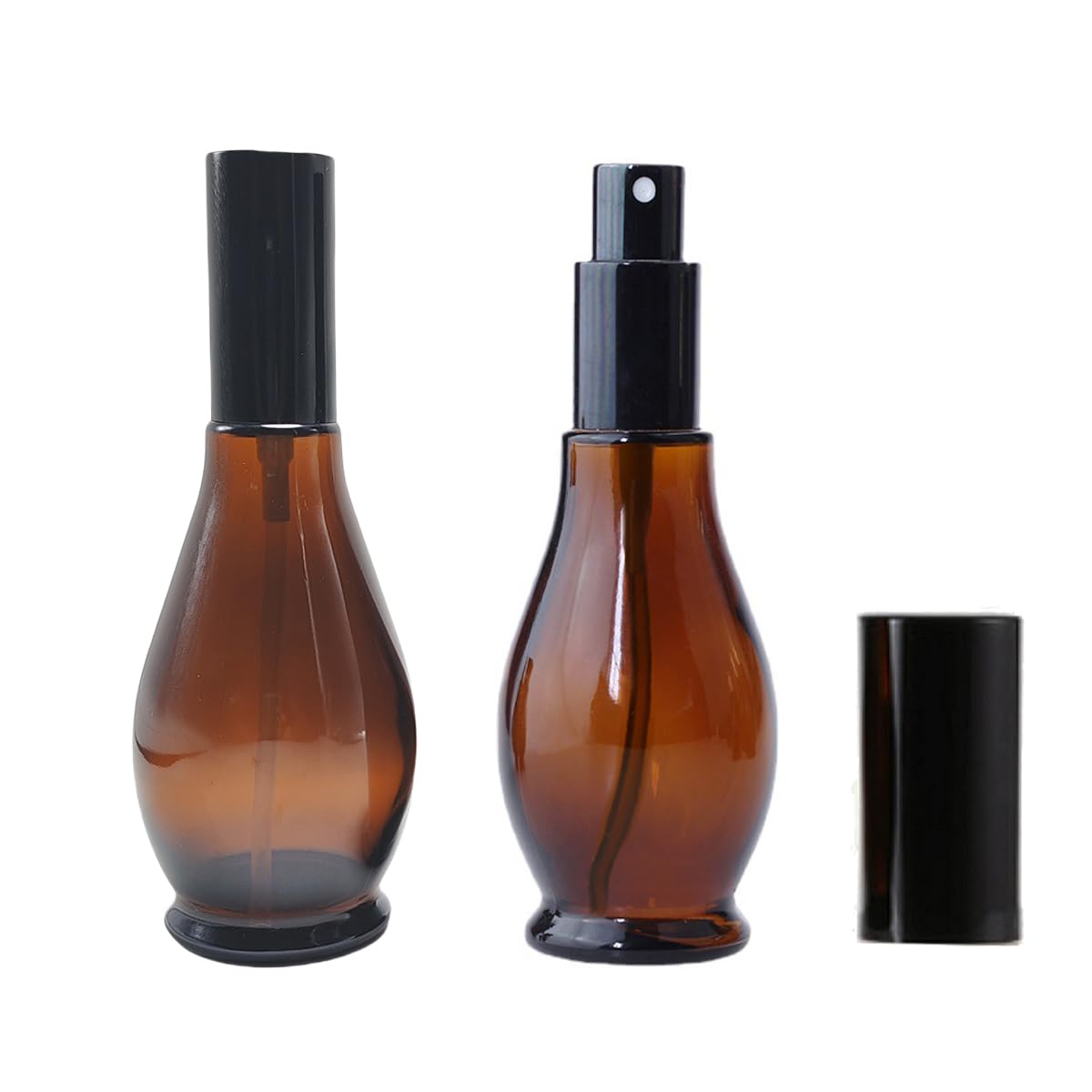 2 Pack 100ml Amber Glass Spray Bottles Refillable Essential Oil Perfume Atomiser with Fine Mist Sprayer and Black Cap for DIY Skincare Haircare Makeup Travel