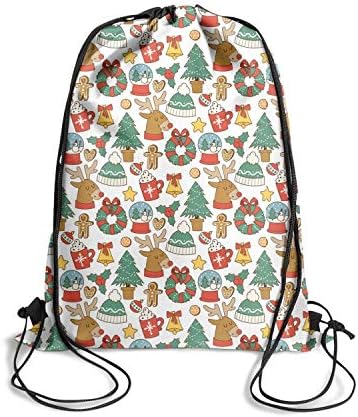 GEHARHJ Cute Christmas Stickers Funny Drawstring Bags Tote Sack Travel Storage