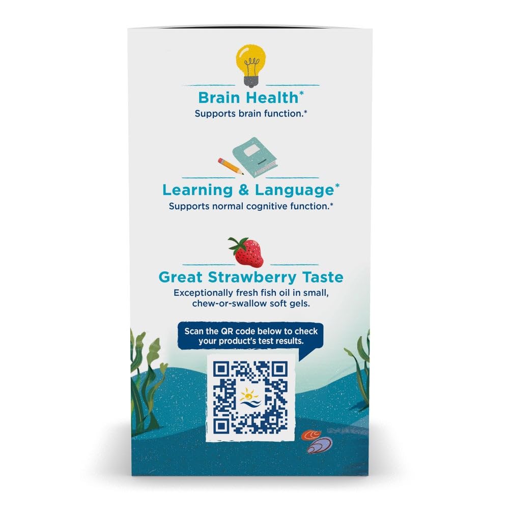 Nordic Naturals Ultimate Omega Jr., Strawberry - 90 Mini Soft Gels - 680 Total Omega-3s with EPA & DHA - Brain Health, Mood, Learning - Non-GMO - 45 Servings