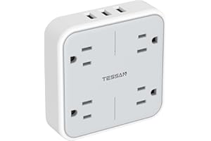 Multi Plug Outlet Extender, TESSAN Surge Protector Splitter with 3 USB (3 USB A Port) Wall Charger, Multiple Expander for Travel, Home, College Dorm Room