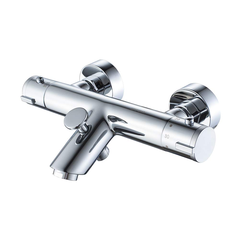 GRIFEMA G13005 Thermostatic Mixer Tap for Bath-Shower Set, Chrome, Metallic Silver