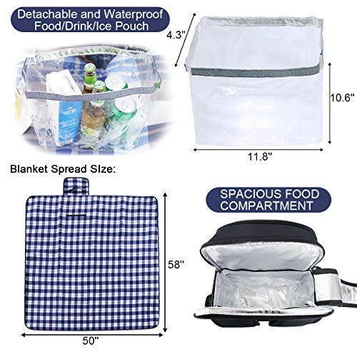 Sunflora Picnic Backpack for 4 Person Set Pack with Insulated