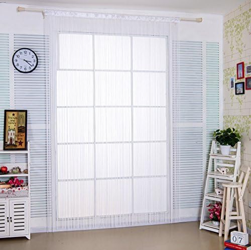 Taiyuhomes String Curtains Doors Curtains for Teen Girls Tassel Strip Home Decor or Room Divider,White W39 x L110