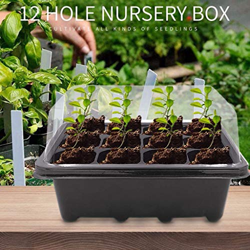 BeGrit 12-Cell Seed Tray Plant Germination Trays 4 Pack Seed Propagator Tray Set Cavity Insert Starter Trays Plant Starter Kit (19cmx11cmx14cm) with Plastics Plant Label for Greenhouse