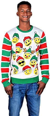 RWB Unisex Emoji Faces Ugly Christmas Sweater Off-White