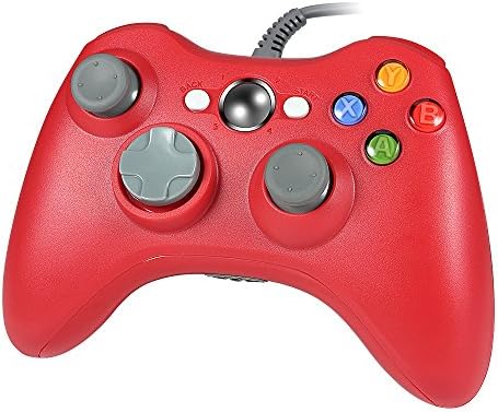 Delymc Xbox 360 Wired Controller, PS29 PC Controller USB Gamepad Game Joystick Joypad Compatible for Microsoft 360 Console Windows PC Laptop Computer-Red