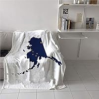 WodCht Alaska Throw Blanket，Outline Last Frontier State Map with Flag Eight Golden Yellow Stars，Warm Blanket，Warm All Season Blanket for 54" x 72"