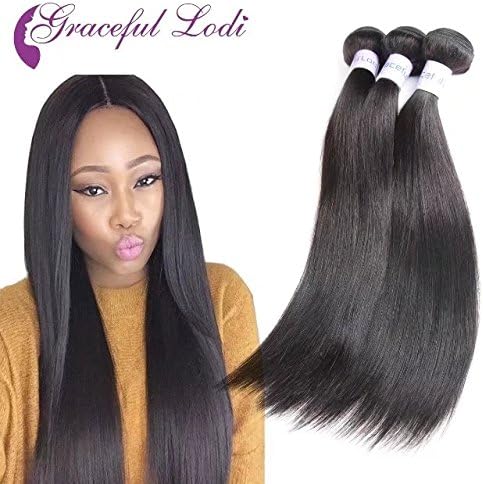 Brazilian Human Hair Straight Virign Hair 1 Bundles Hair Extensions Virgin Human Hair Natural Black Graceful Lodi Hair(18")