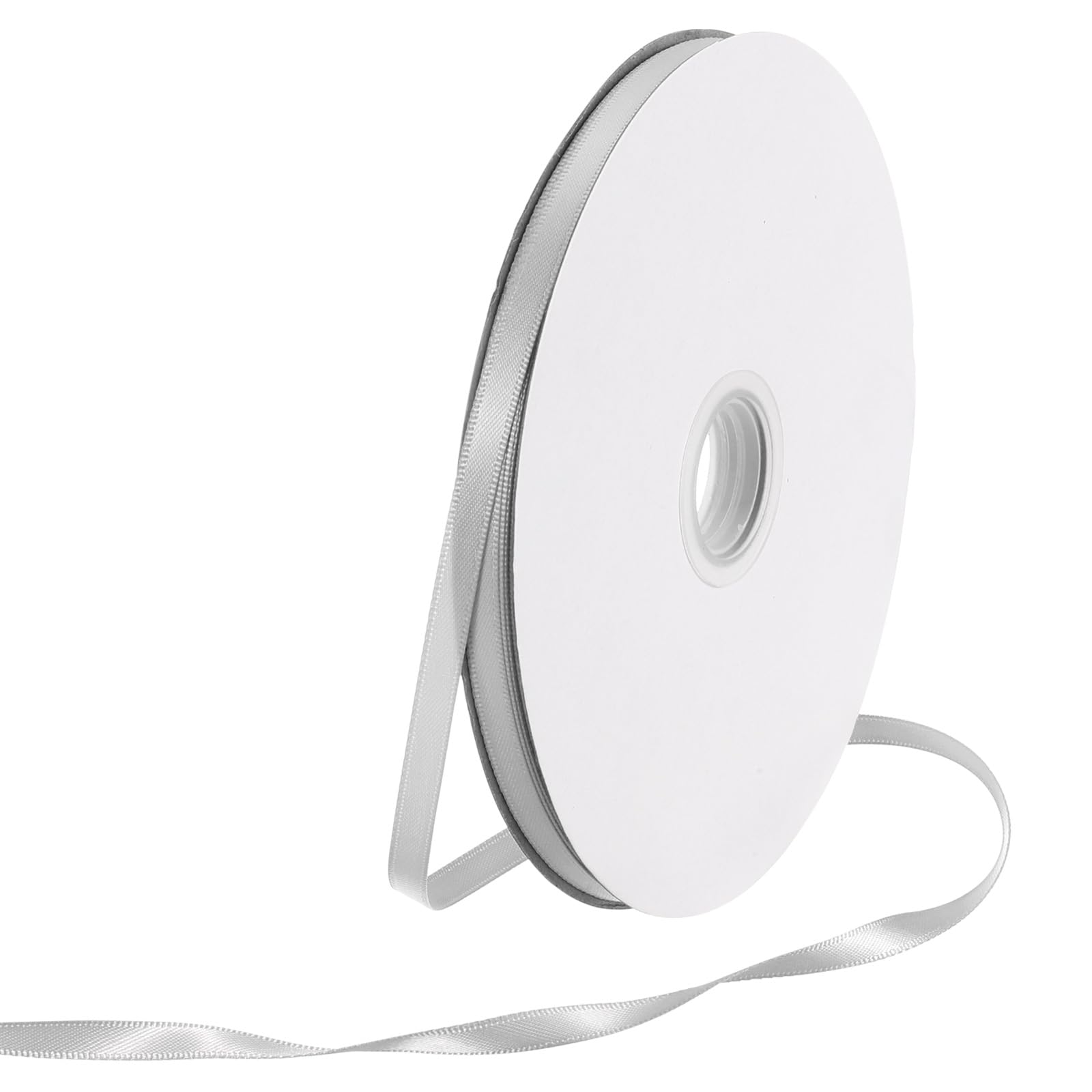 Rebower 6mm Satin Ribbon 64m Thick Double Face Grosgrain Silk Ribbon, [for Gift Wrapping, Hair Bows, Wedding, Cake, Flower] - 70 Yard/210ft/ Grey