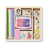 Melissa & Doug Disney Princess Wooden Stamp Set: 9 Stamps, 5 Colored Pencils, and 2-Color Stamp Pad
