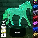 YeeSeeJee Horse Gifts for Girls,3D Night Light with 7 Colors Adjustable Timer Remote & Smart Touch Horse Toys Birthday Gifts for Girls Age 3 4 5 6 7 8 9 10 11 12 Year Old Girl Gifts (Horse 7CB)
