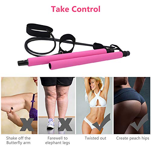 Portable Pilates Bar Kit with Resistance Band,Yoga Exercise Pilates Bar with Foot Loop Yoga Pilates Stick Total Body Workout Toning Bar for Yoga,Stretch,Twisting,Sit-Up Bar Resistance Band by Yoruii - Thumbnail 2