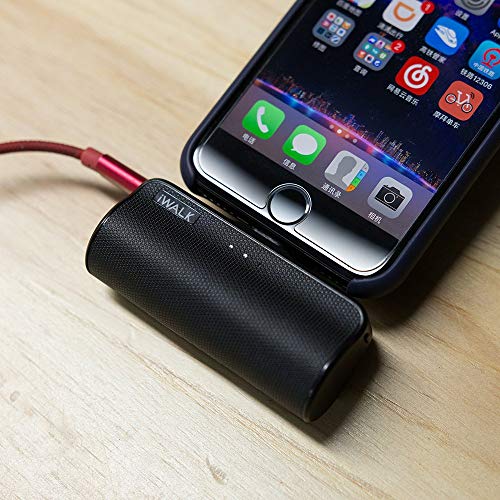 iWALK Portable Battery Charger with Built in Cable, 3300mAh Ultra Compact Mini Power Bank Compatible with iPhone Xs XR X 8 Plus 7 6 Pus,Black (No Lighting Cables) - Thumbnail 5