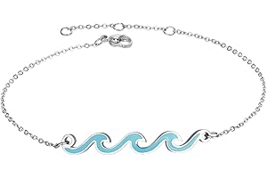 Lauren-Spencer Wave Anklet for Women Gold Silver Plated Beach Ankle Bracelets Ocean Wave Boho Anklets Adjustable Summer Foot Jewelry for Women Teen Girls Birthday Gifts