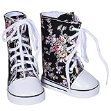 18 inch Doll Printed Hightops Sneakers Black - 18 Inch Sneakers for Doll Fits American Girl
