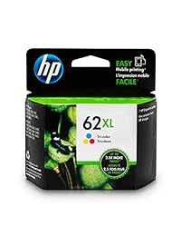 Cartucho de tinta HP 62XL, tricolor, alto rendimiento.