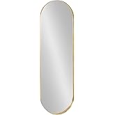 Kate and Laurel Rollo Midcentury Capsule Wall Mirror, 16 x 48, Gold, Decorative Full Length Oval Mirror for Wall