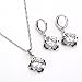 Moochi Platium Plated White Zircon Stone Embedded Brozen Necklace Earrings Jewelry Set (Flower)